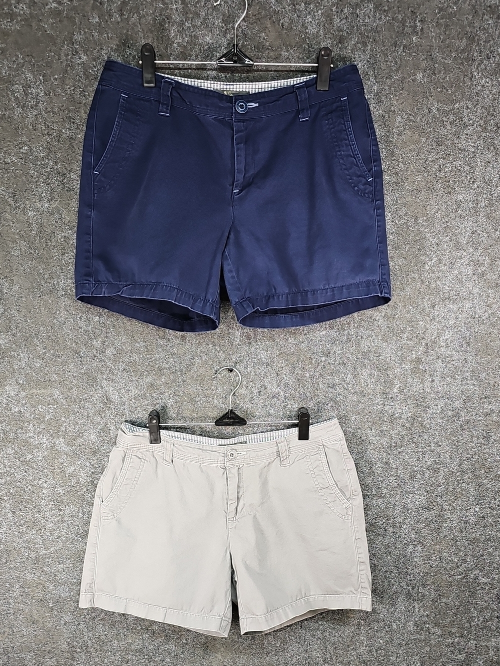 Natural Reflections Twill Shorts, Cotton, Pockets, Gray & Navy Lot Of 2, Size 8